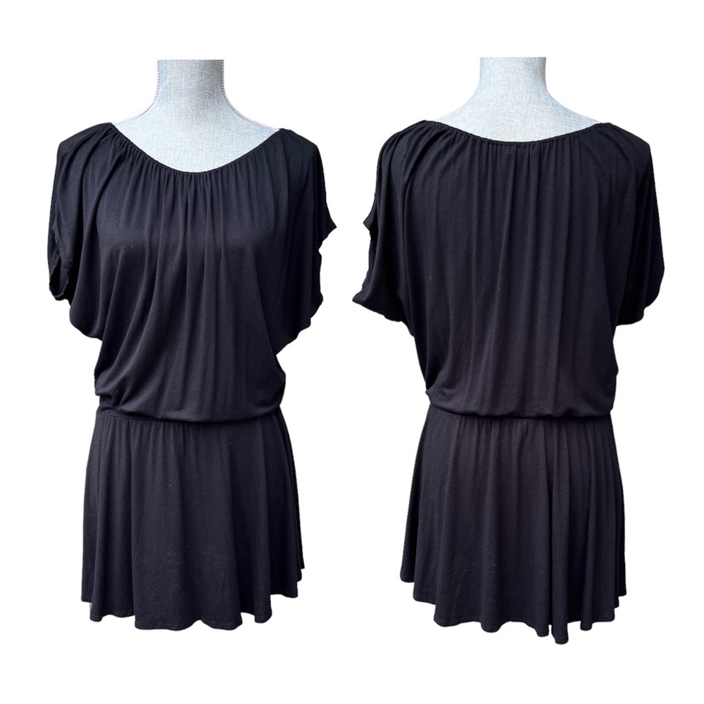 VINCE Black Flutter Sleeve Blouson Mini Dress S